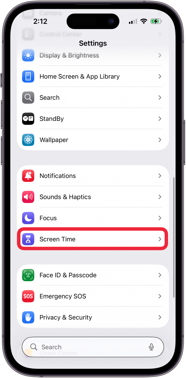 tap screen time in iphone settings tap screen time in iphone settings