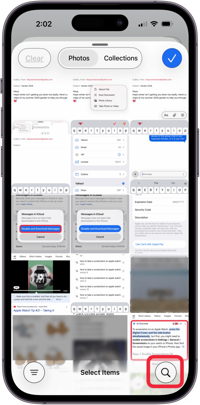 tap search icon to find video to share