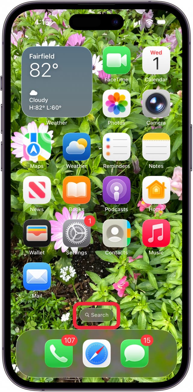 tap search on home screen tap search on home screen