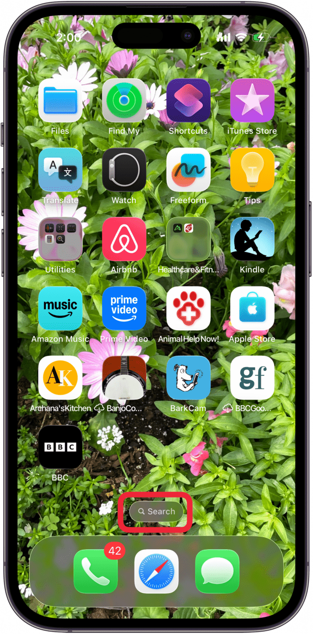 tap search on home screen