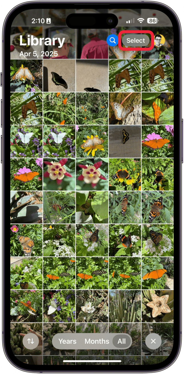 tap select to choose phote pictures to print