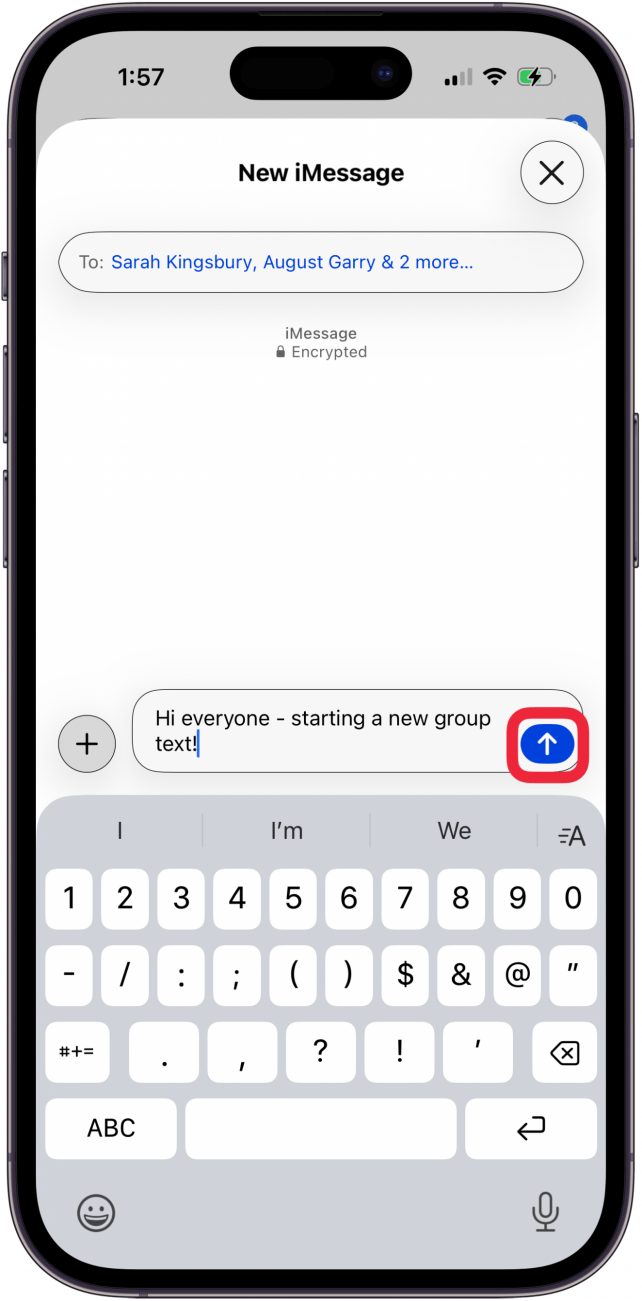 tap send icon to send group text tap send icon to send group text