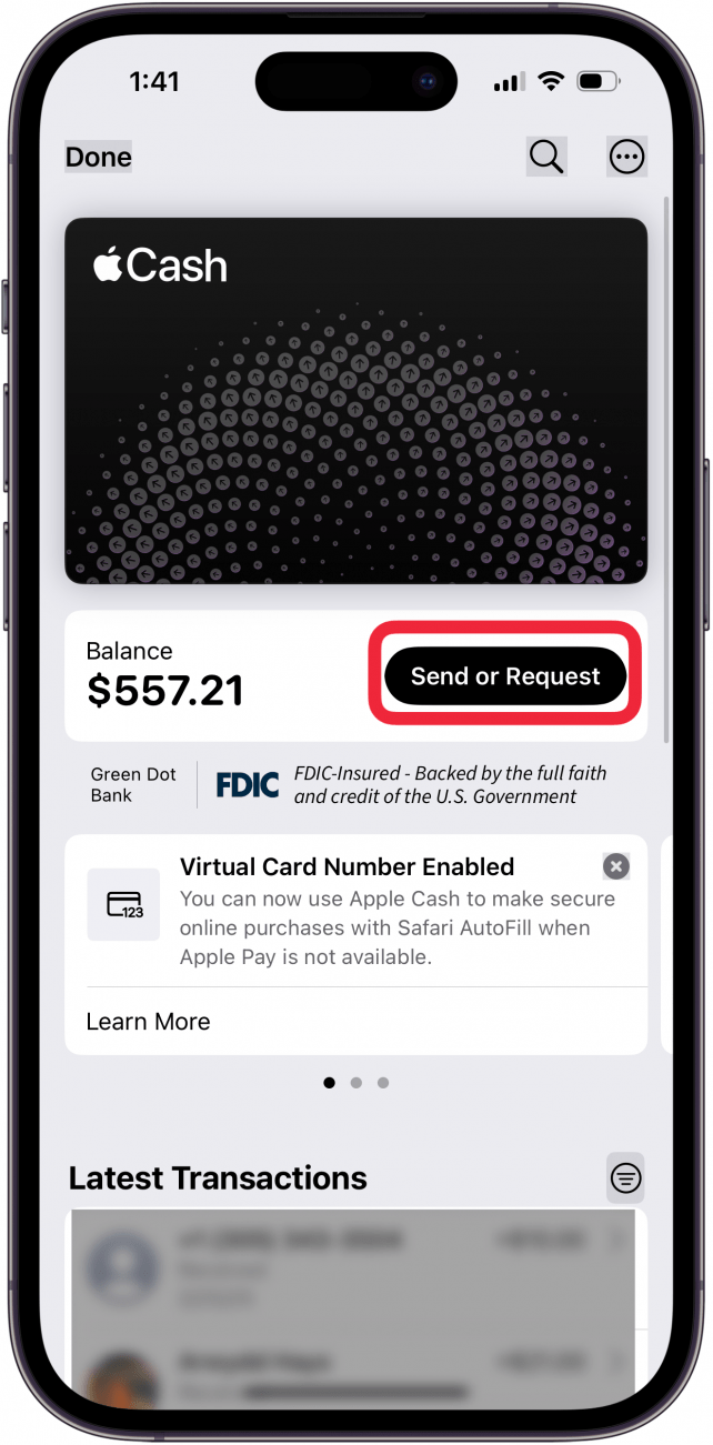 tap send or request
