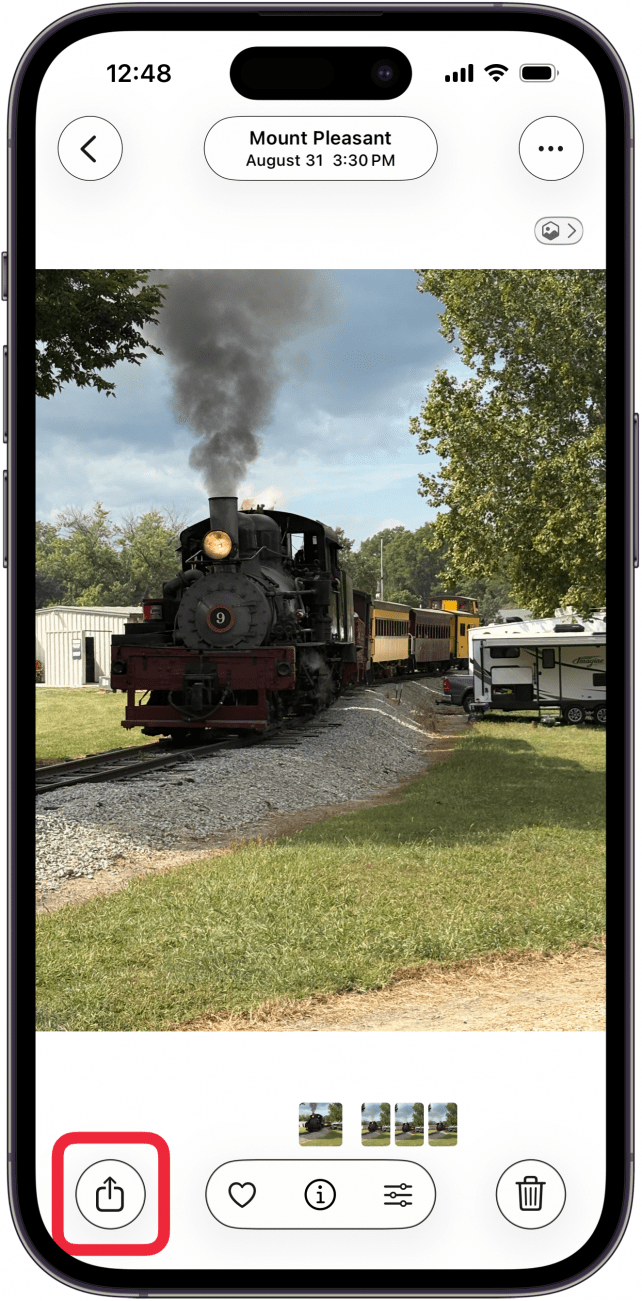 tap share icon to share picture