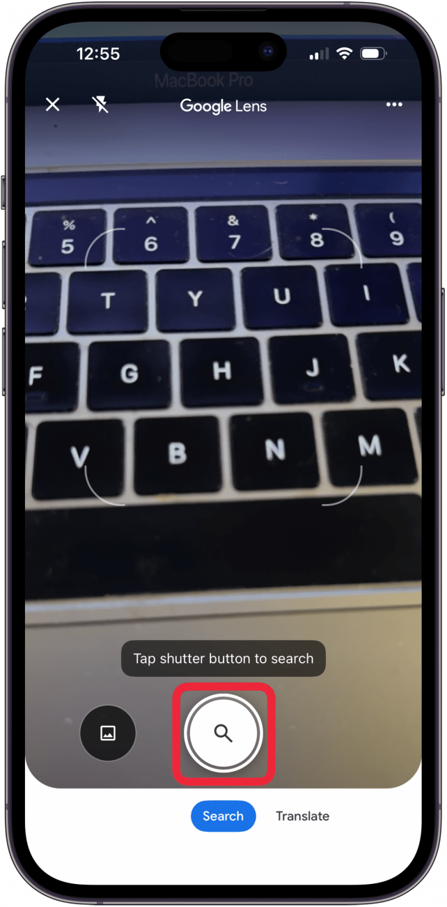 tap shutter button to take photo for google ai
