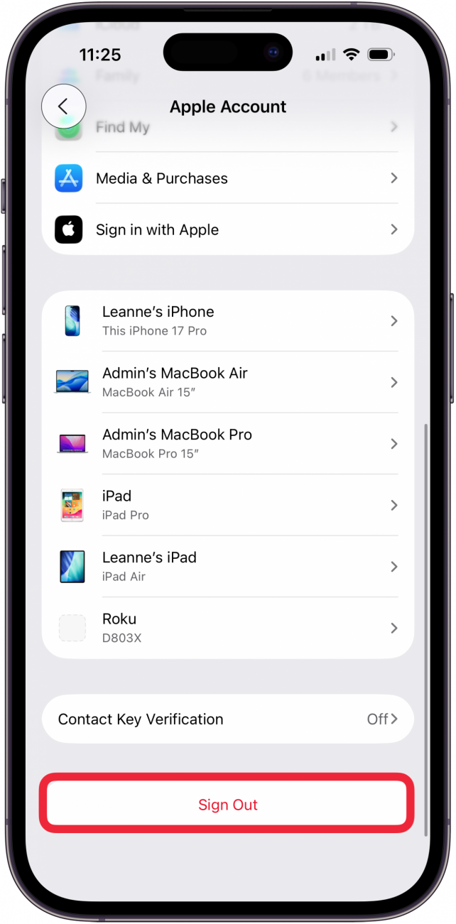 tap sign out at the bottom of apple account page tap sign out at the bottom of apple account page