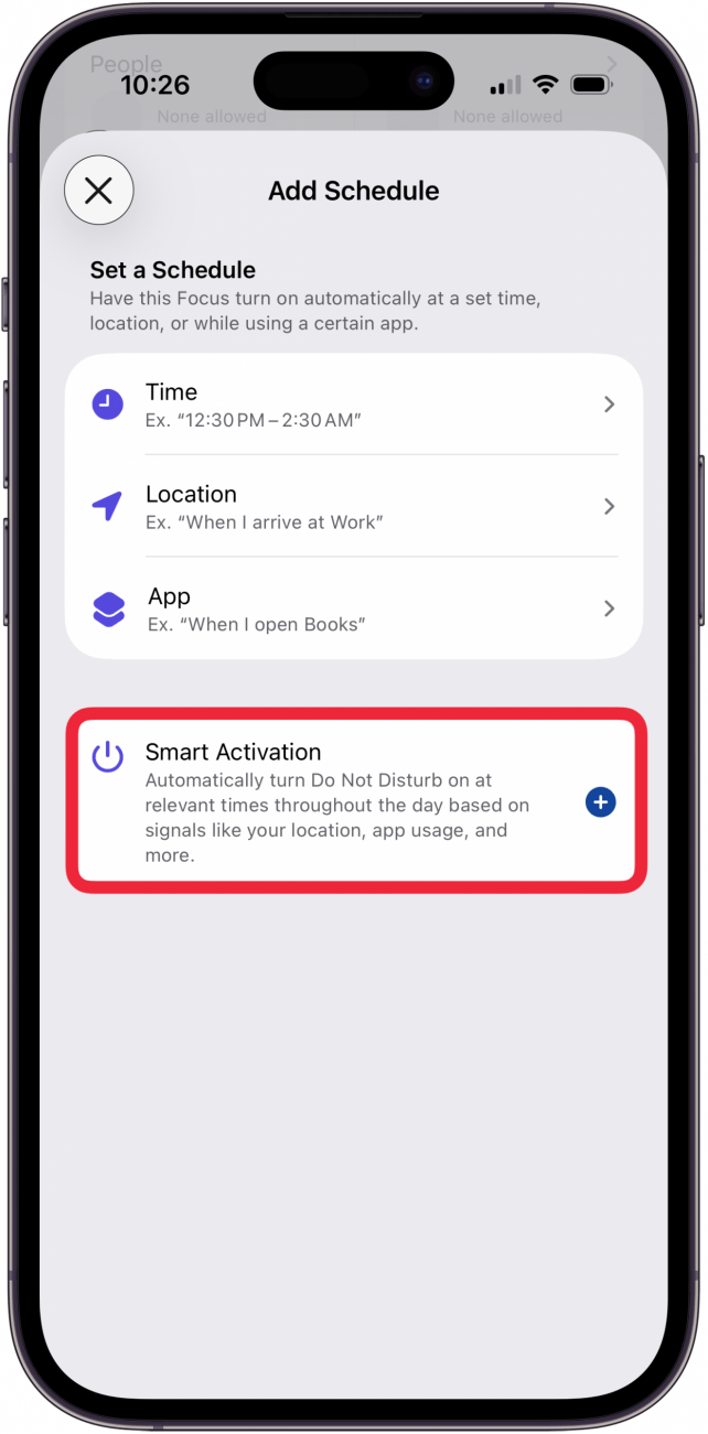 tap smart activation for dnd