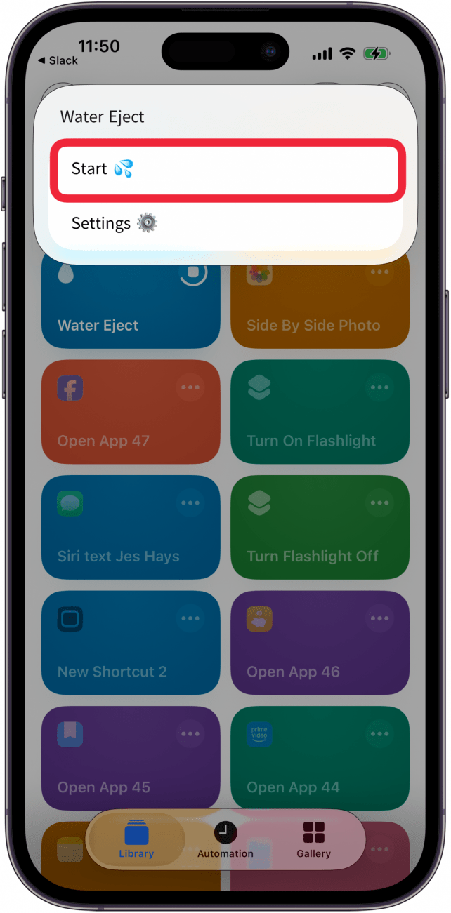 tap start under water eject