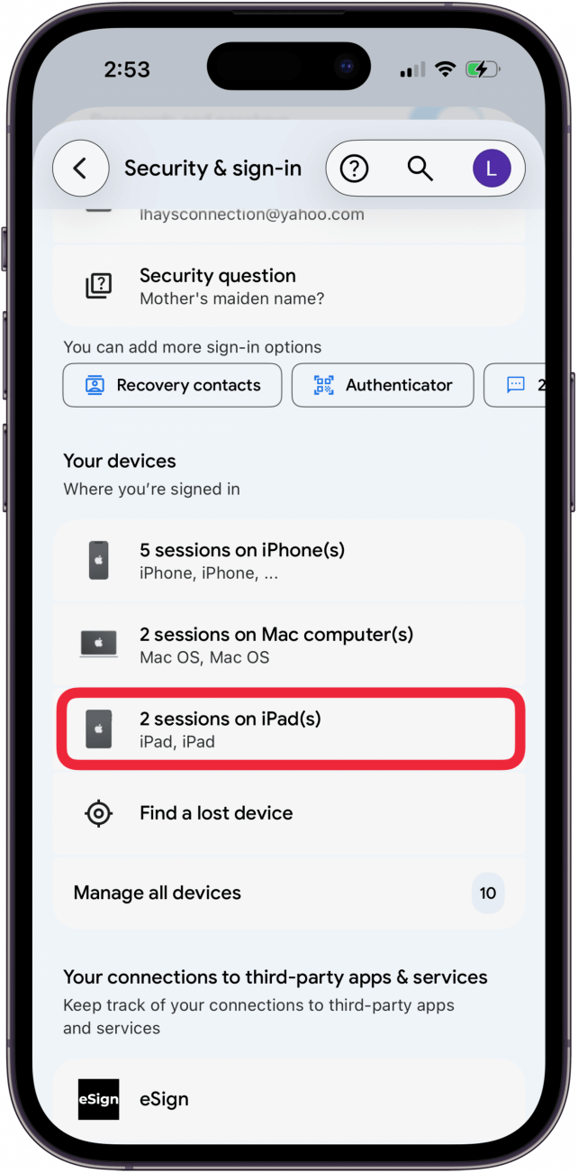 tap suspicious device session