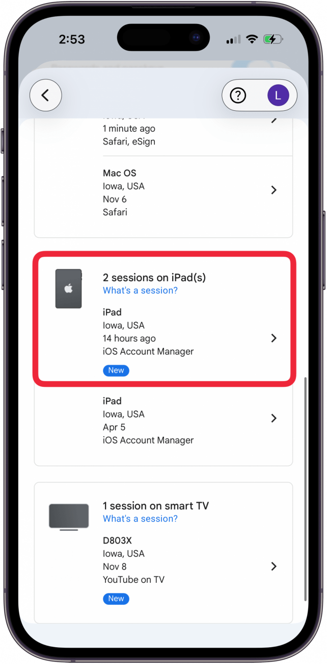 tap suspicious device session again