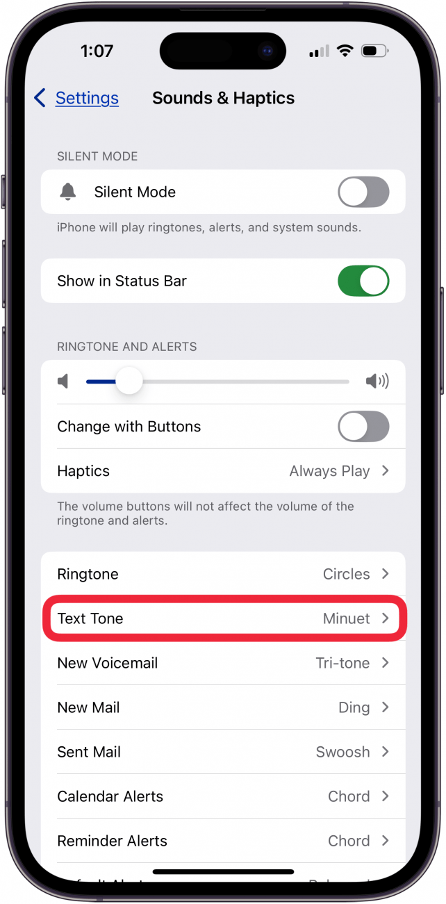 tap text tone
