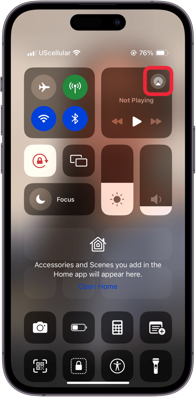 tap the airplay icon in control center