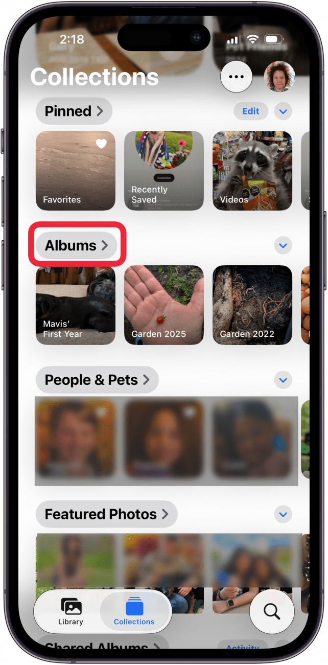 tap the albums tab tap the albums tab