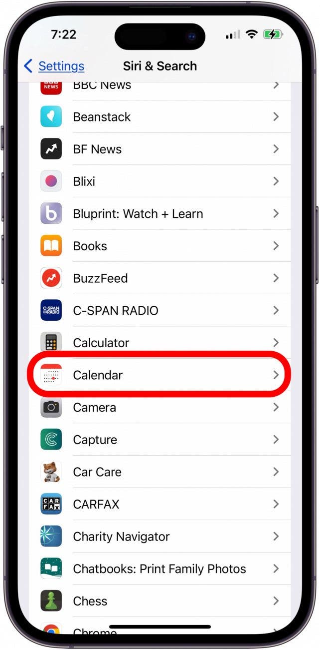 tap the app you want to turn off siri suggestions for