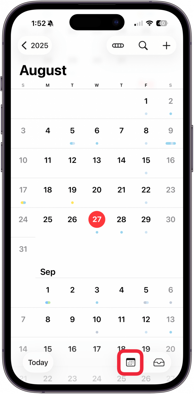 tap the calendar icon