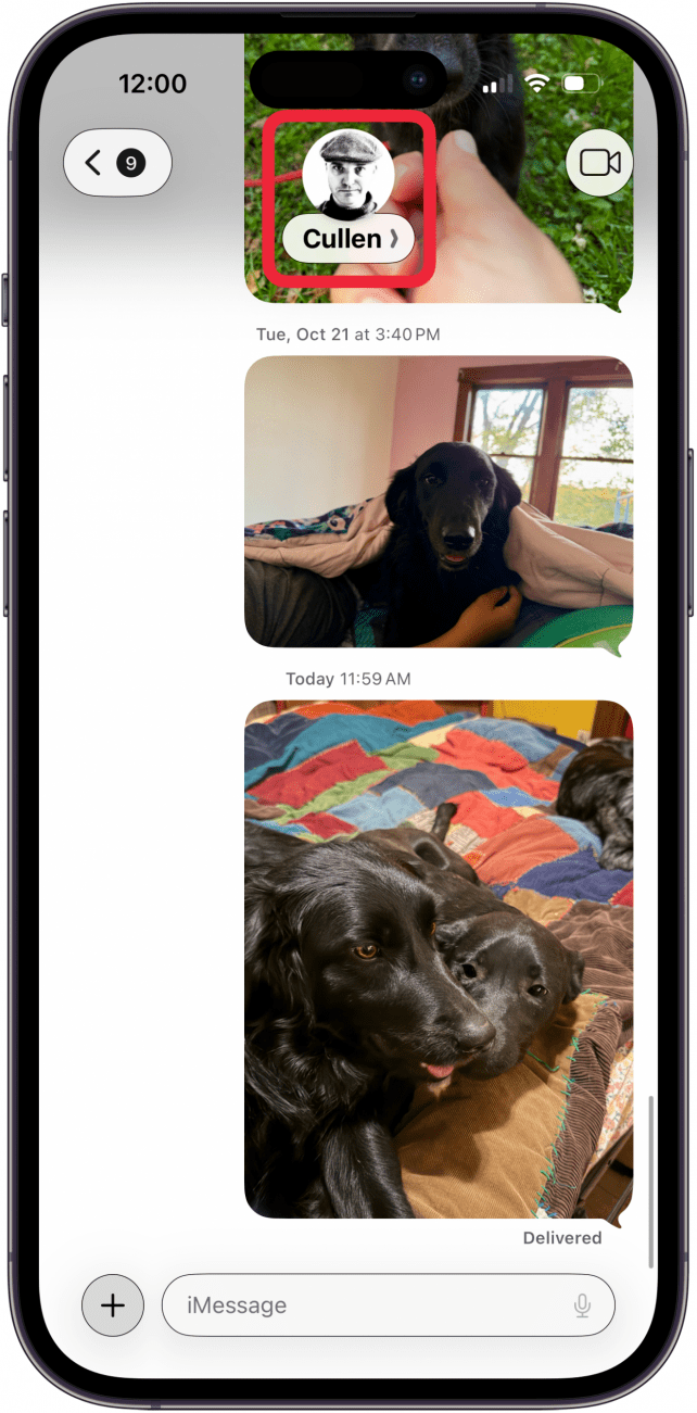 tap the contact name at the top tap the contact name at the top