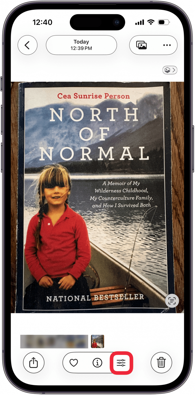 tap the edit icon in the photos app