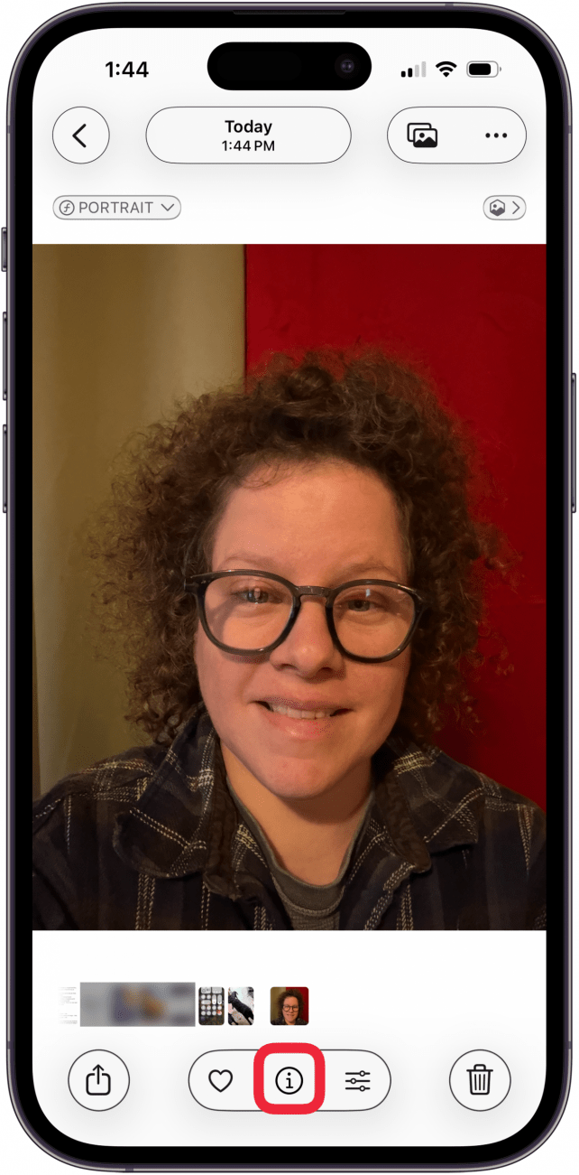 tap the info button under the photo