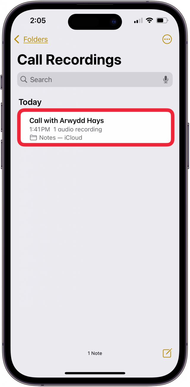 tap the iphone call recording you want to hear