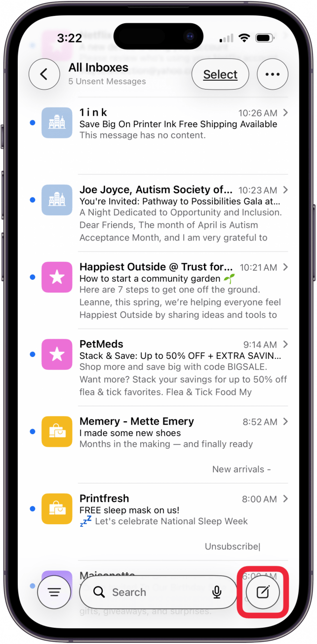 tap the new email icon tap the new email icon