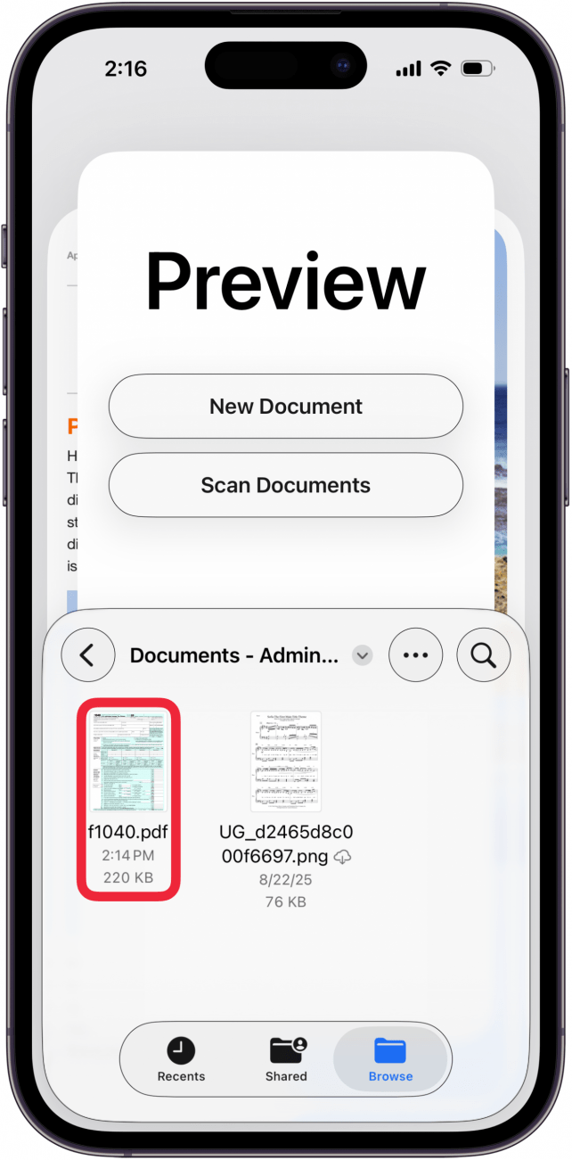 tap the pdf you want to sign