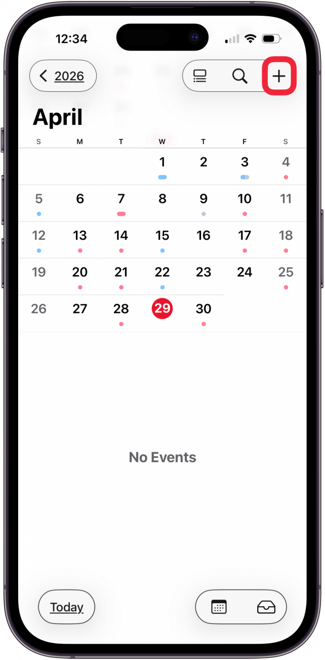 tap the plus icon in calendar