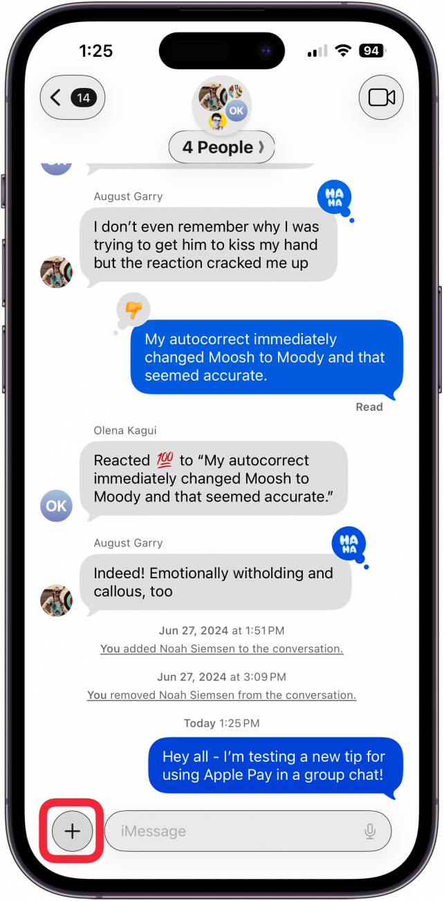 tap the plus icon next to the text field