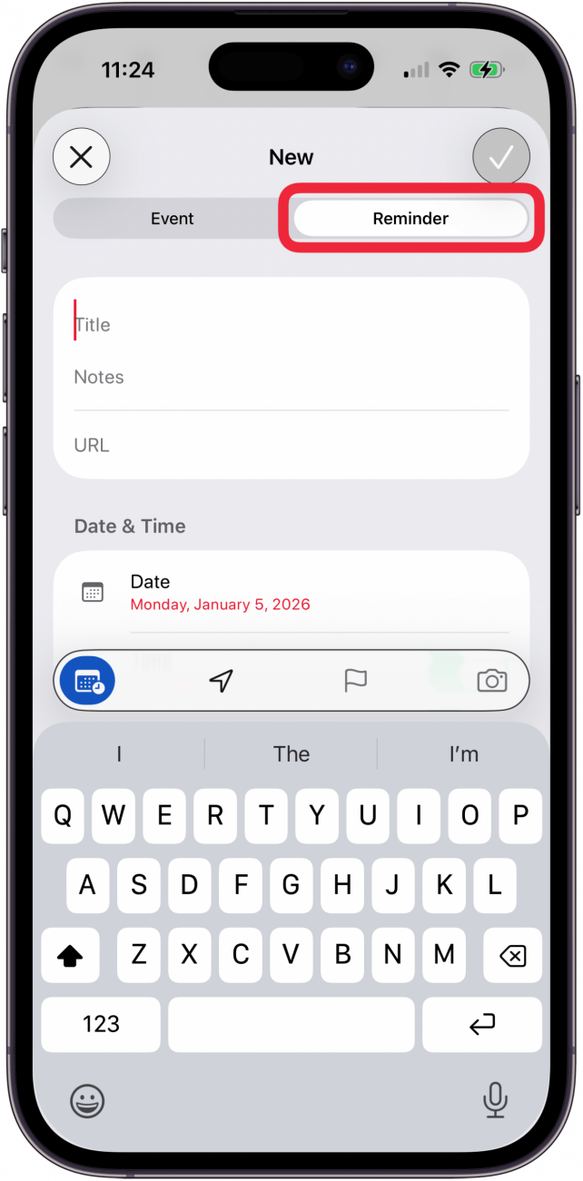 tap the reminder tab