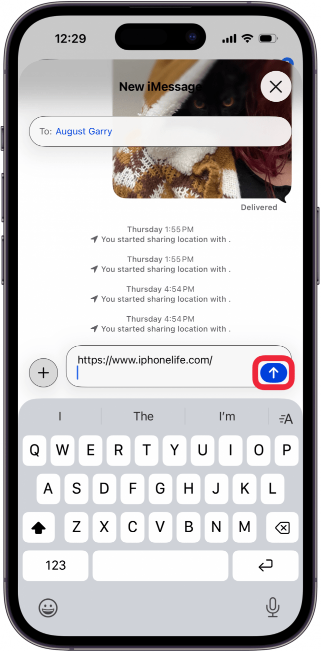 tap the send arrow to send link tap the send arrow to send link