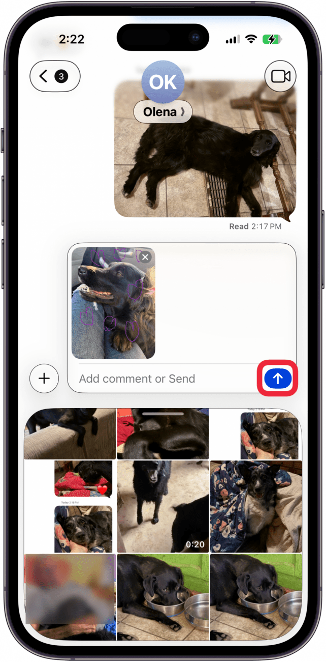 tap the send icon