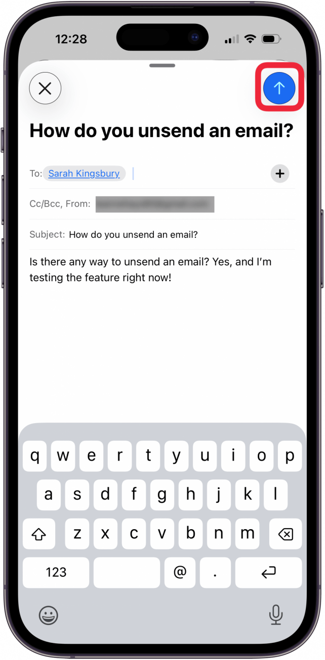 tap the send icon to send email