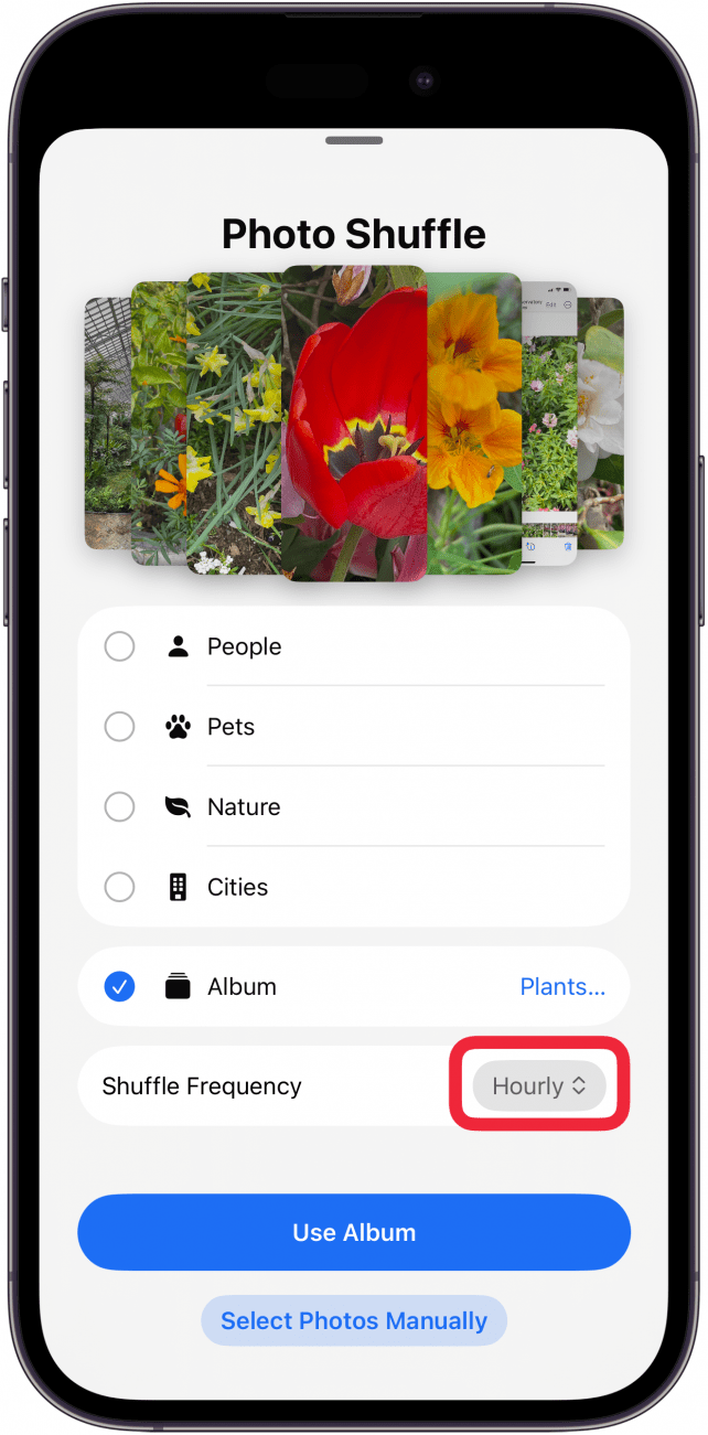 tap the time next to shuffle frequency tap the time next to shuffle frequency