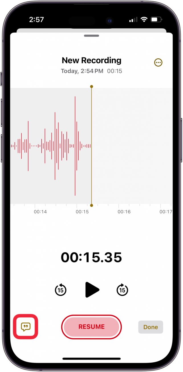 tap transcript icon