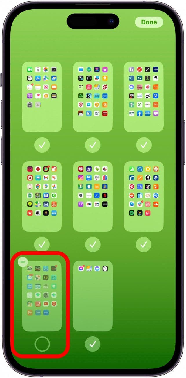 tap unchecked home screen to show hidden apps