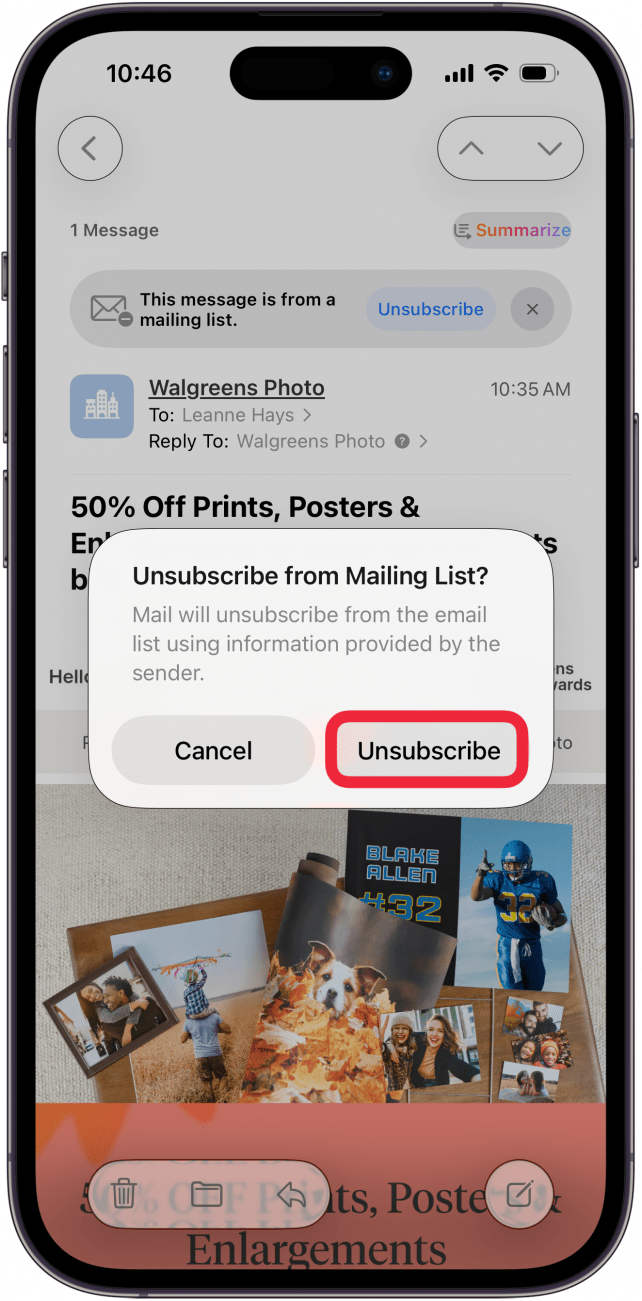 tap unsubscribe again