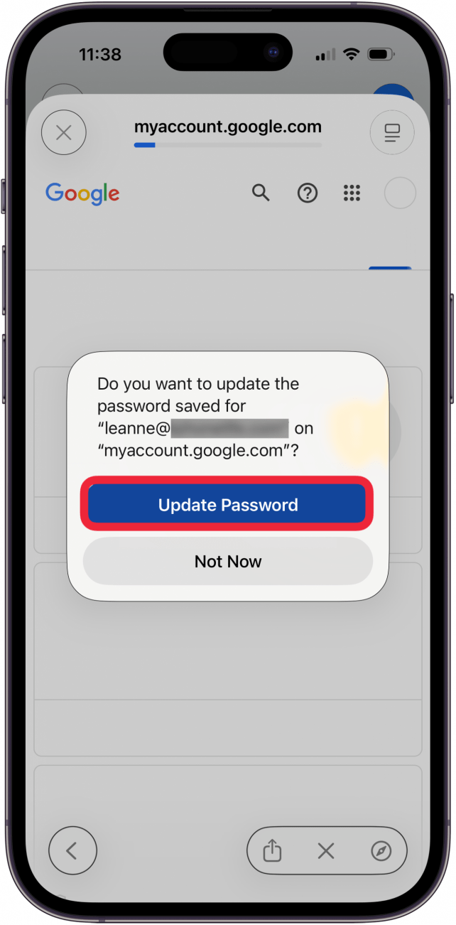 tap update password to update gmail password tap update password to update gmail password
