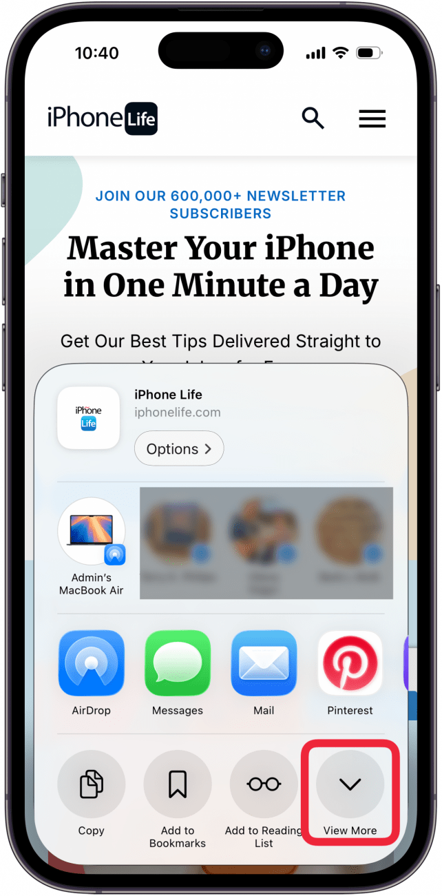 tap view more to see more options