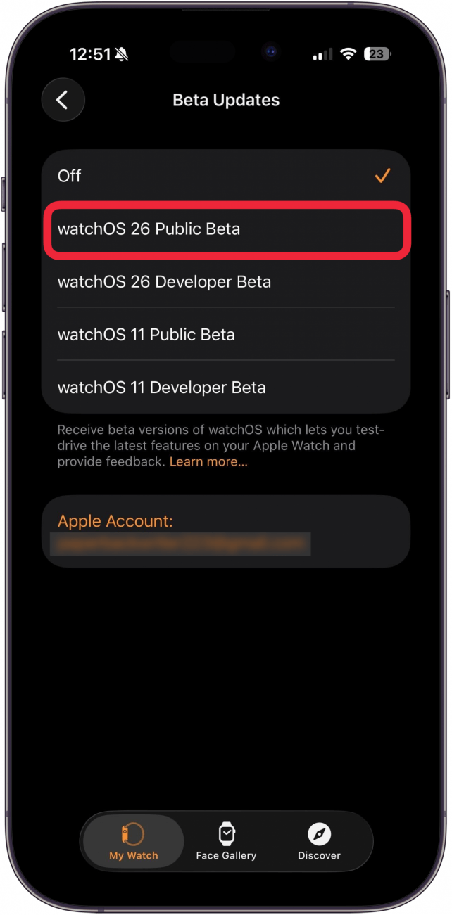 tap watchos 26 public beta