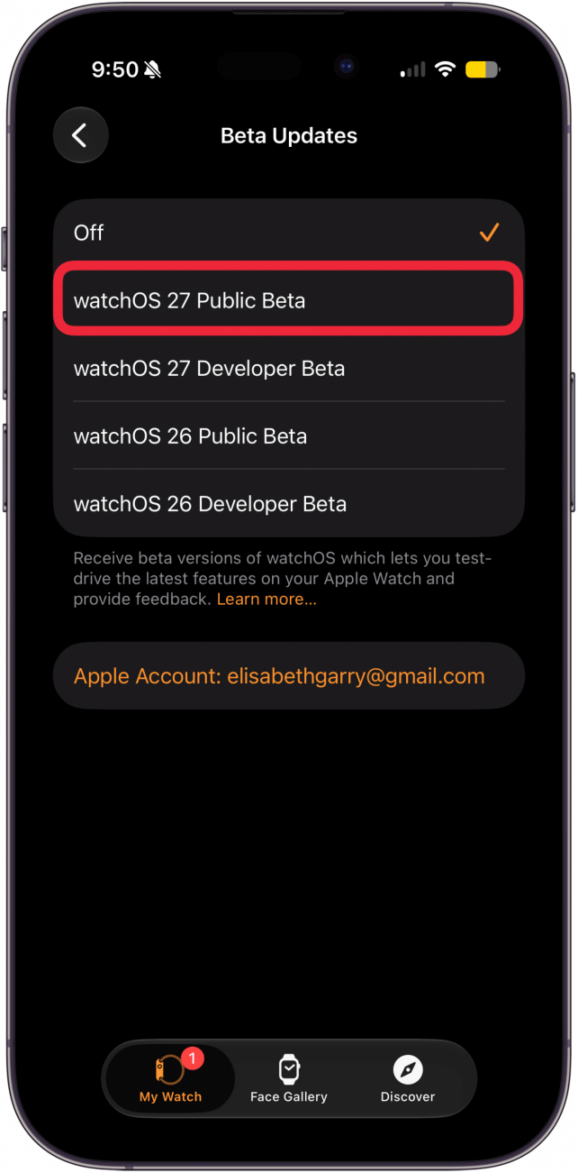 tap watchos 27 public beta