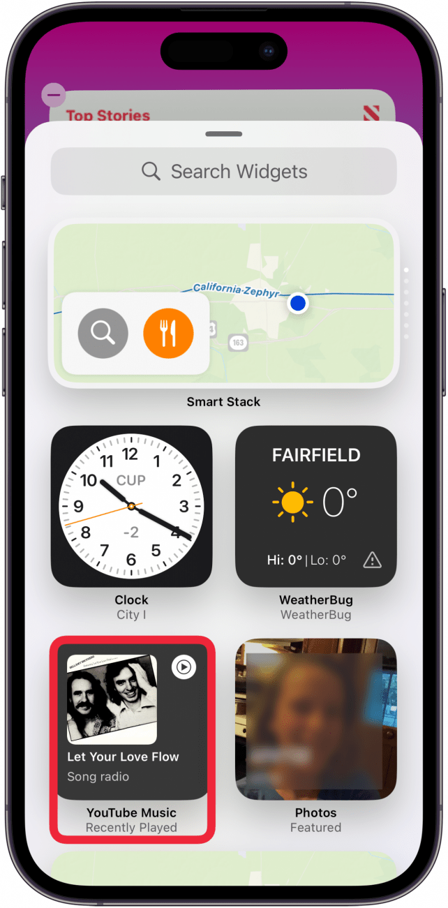 tap widget you want to add to iphone today view