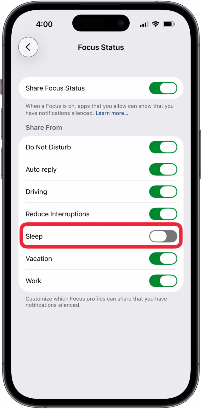toggle off a specific focus
