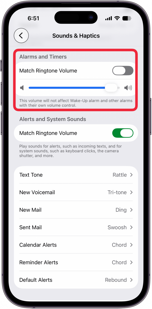 toggle off match ringtone volume