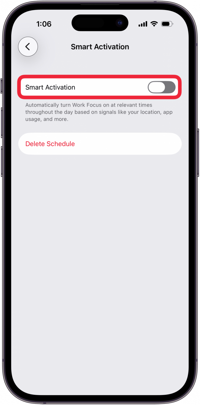 toggle off smart activation