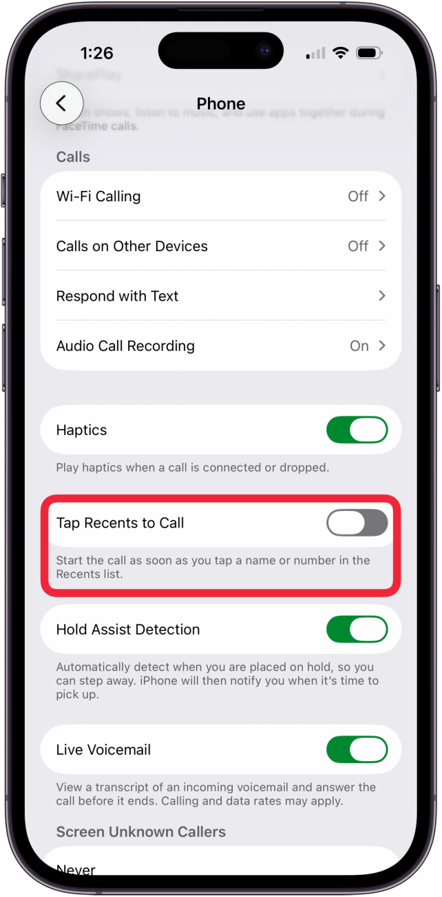 toggle off tap recents to call toggle off tap recents to call