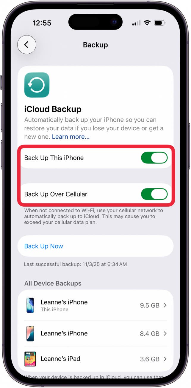 toggle on back up this iphone and back up over cellular toggle on back up this iphone and back up over cellular