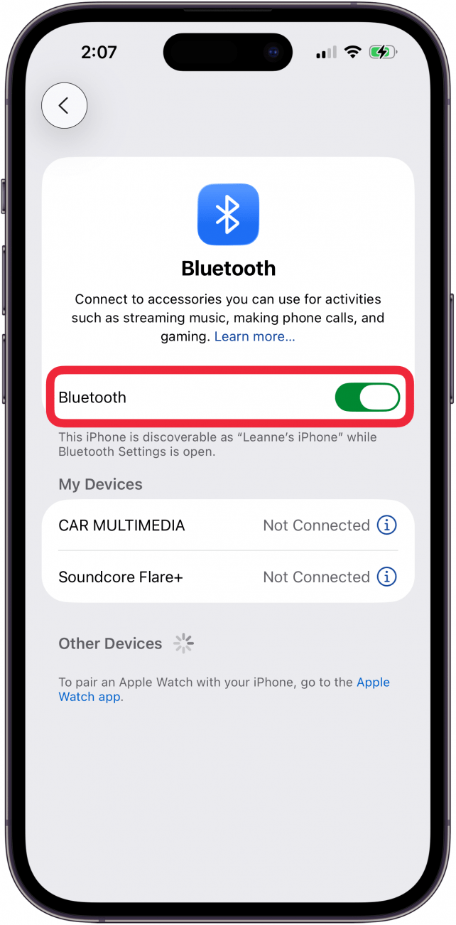 toggle on bluetooth in iphone settings toggle on bluetooth in iphone settings