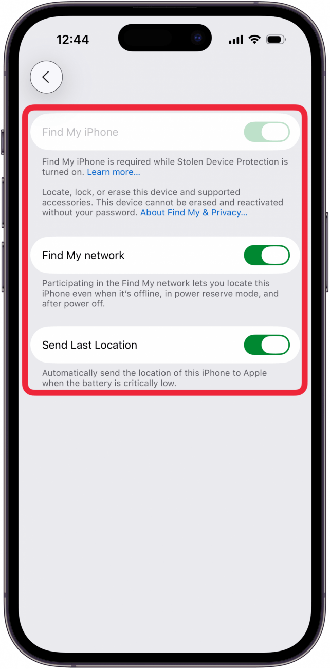 toggle on find my iphone network and send last location toggle on find my iphone network and send last location