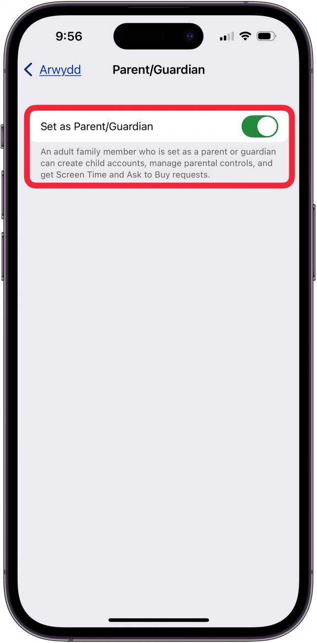toggle on set as parent/guardian toggle on set as parent/guardian