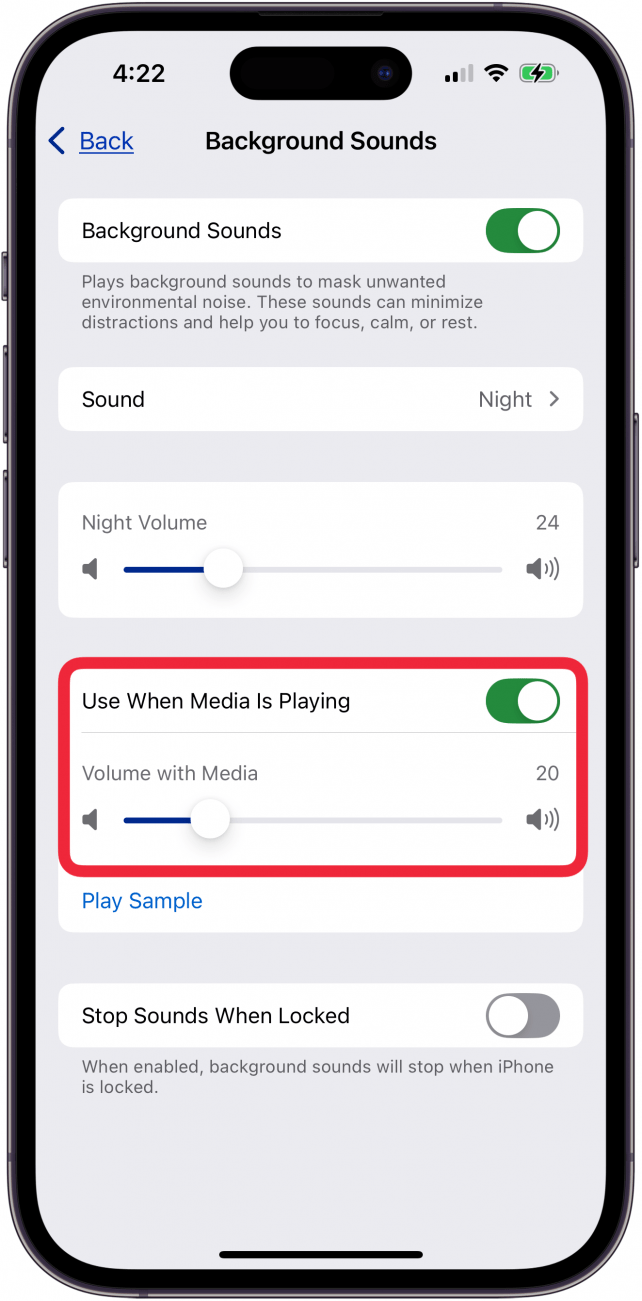 toggle on use when media is playing