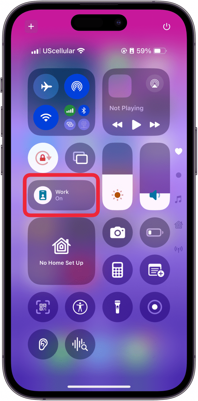 touch and hold focus mode in control center